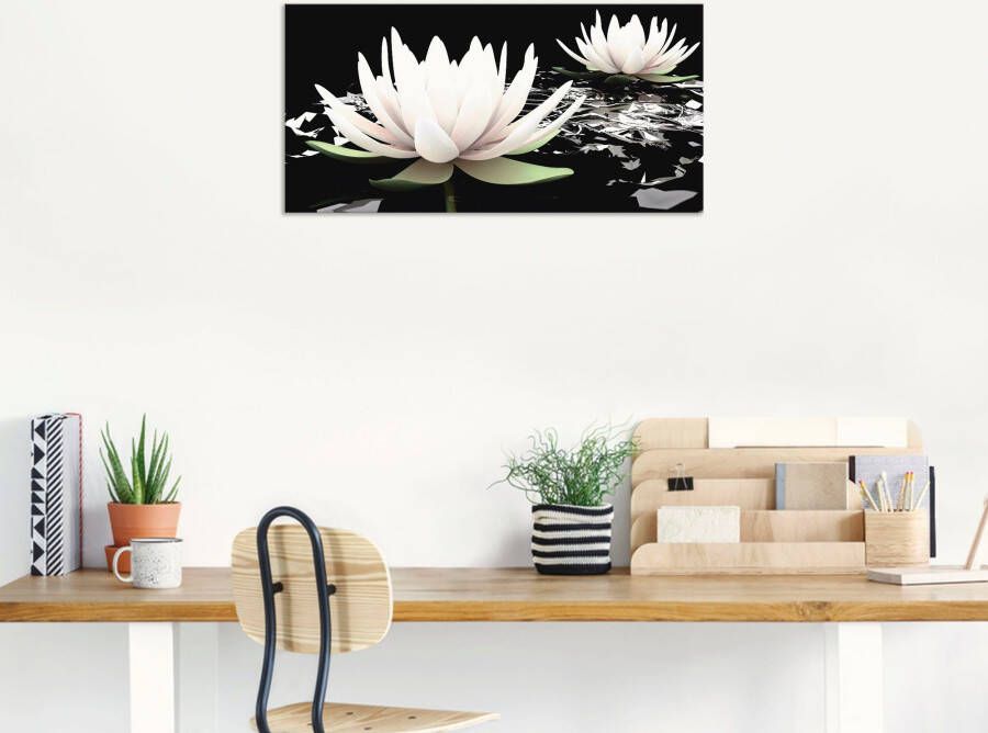 Artland Artprint Twee lotusbloemen op het water als artprint van aluminium artprint voor buiten artprint op linnen poster muursticker