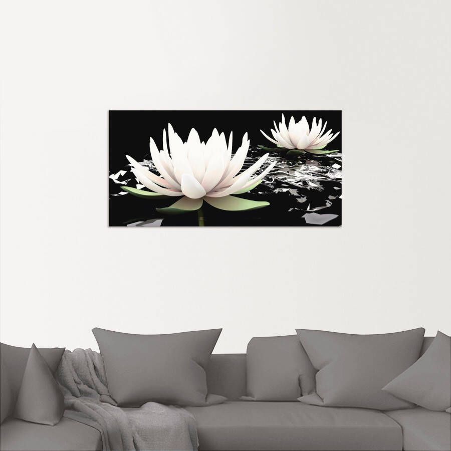 Artland Artprint Twee lotusbloemen op het water als artprint van aluminium artprint voor buiten artprint op linnen poster muursticker