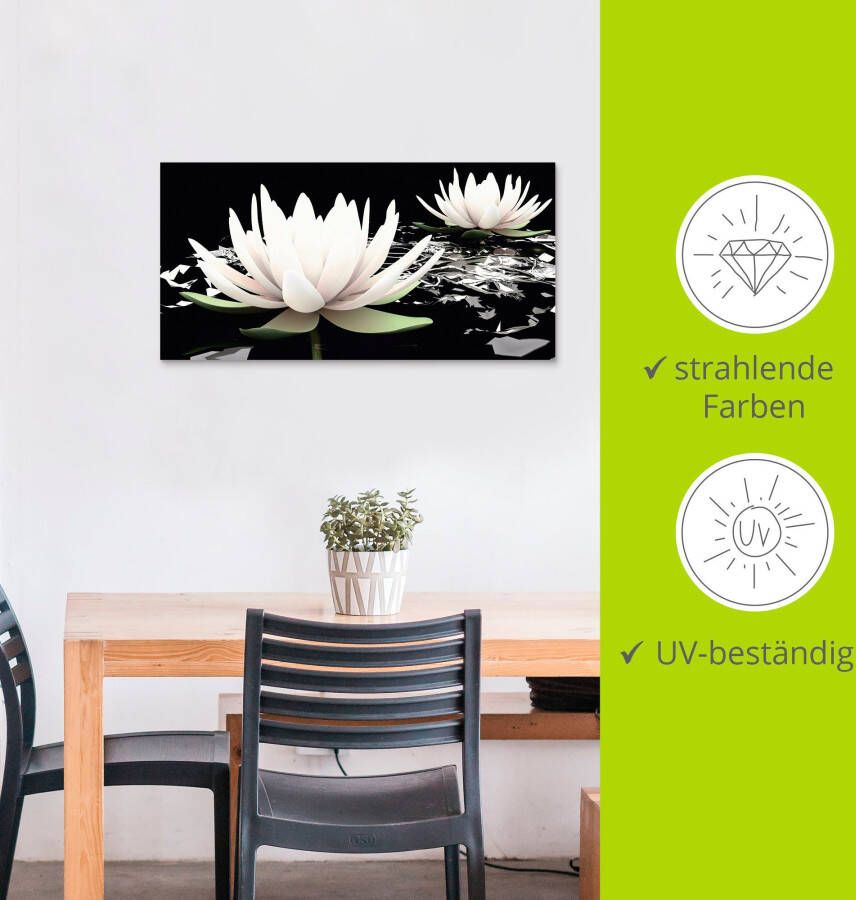 Artland Artprint Twee lotusbloemen op het water als artprint van aluminium artprint voor buiten artprint op linnen poster muursticker