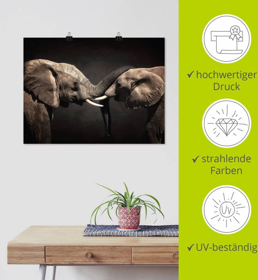 Artland Artprint Twee olifanten als artprint op linnen poster muursticker in verschillende maten