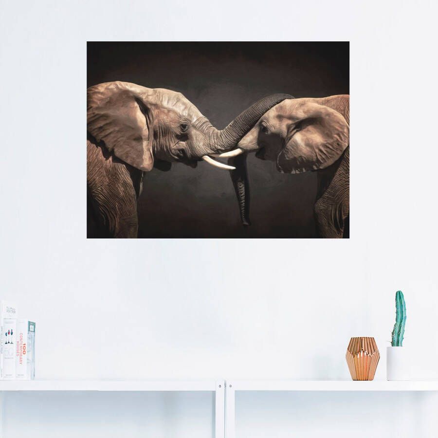 Artland Artprint Twee olifanten als artprint op linnen poster muursticker in verschillende maten