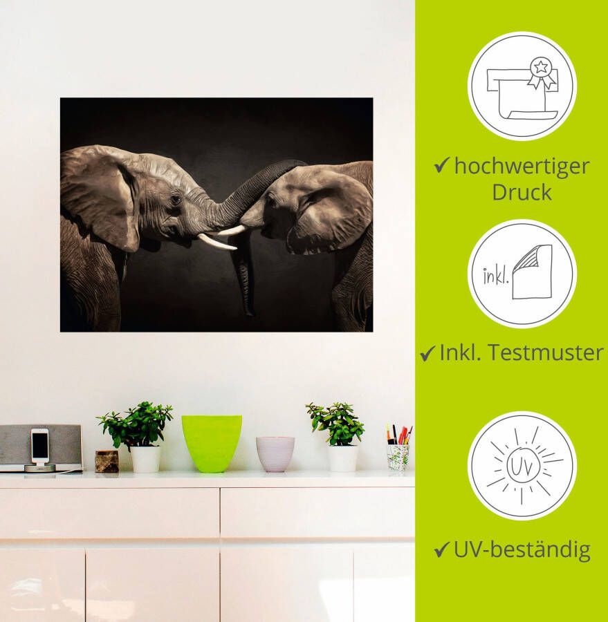 Artland Artprint Twee olifanten als artprint op linnen poster muursticker in verschillende maten