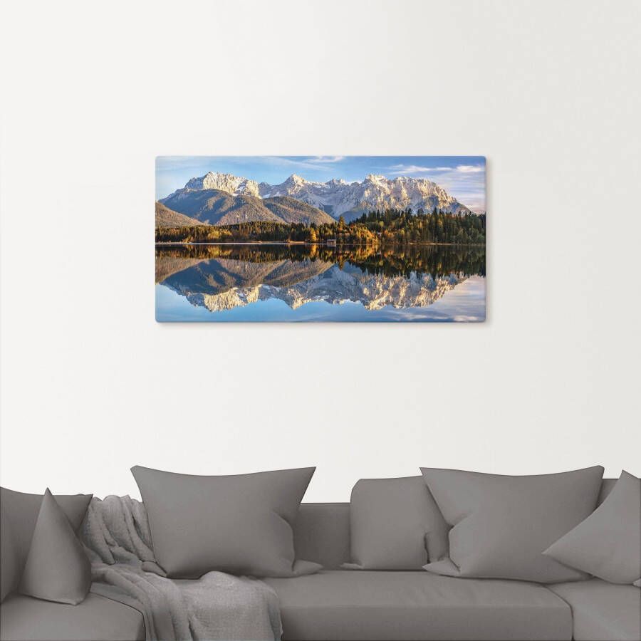 Artland Artprint Uitzicht op de Karwendel aan de Barmsee als artprint op linnen muursticker in verschillende maten