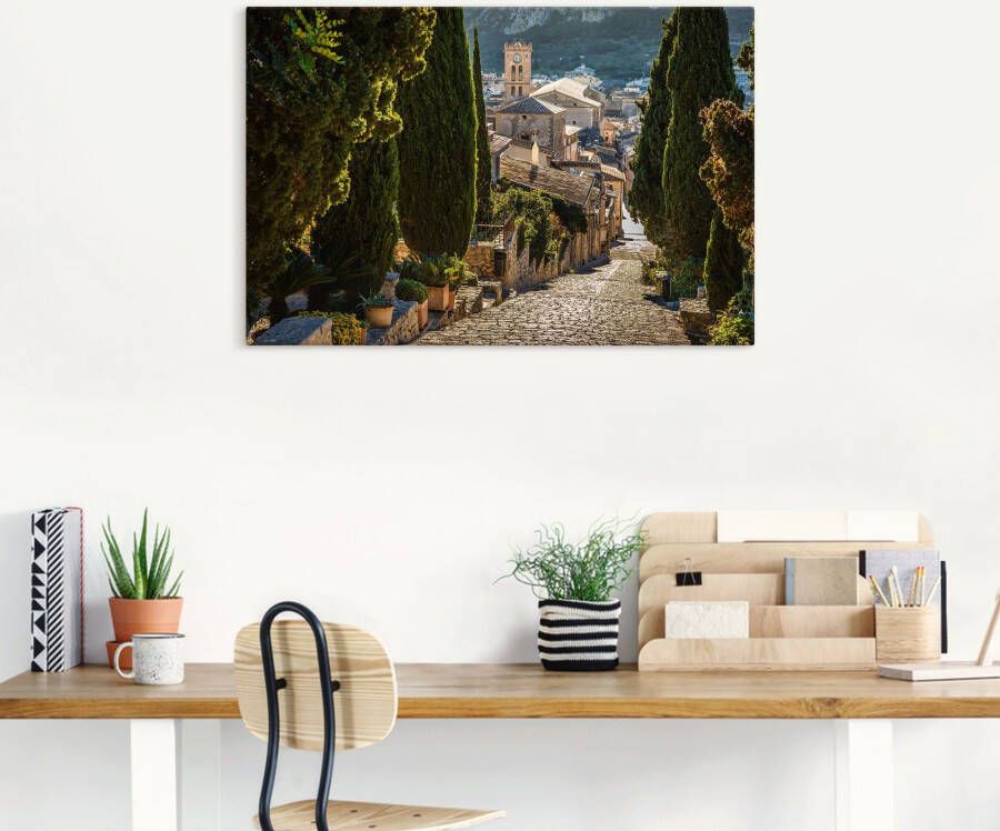 Artland Artprint Uitzicht op Pollenca vanaf Calvarie als artprint van aluminium artprint voor buiten artprint op linnen in verschillende maten