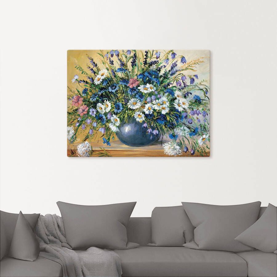 Artland Artprint Vaas met korenbloemen als artprint op linnen poster muursticker in verschillende maten