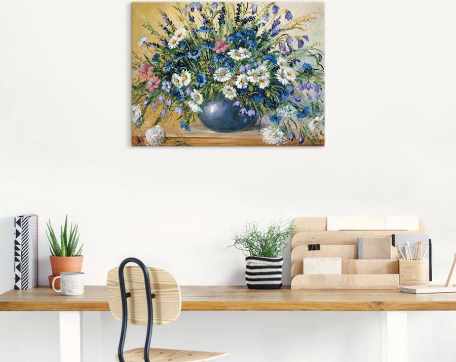 Artland Artprint Vaas met korenbloemen als artprint op linnen poster muursticker in verschillende maten