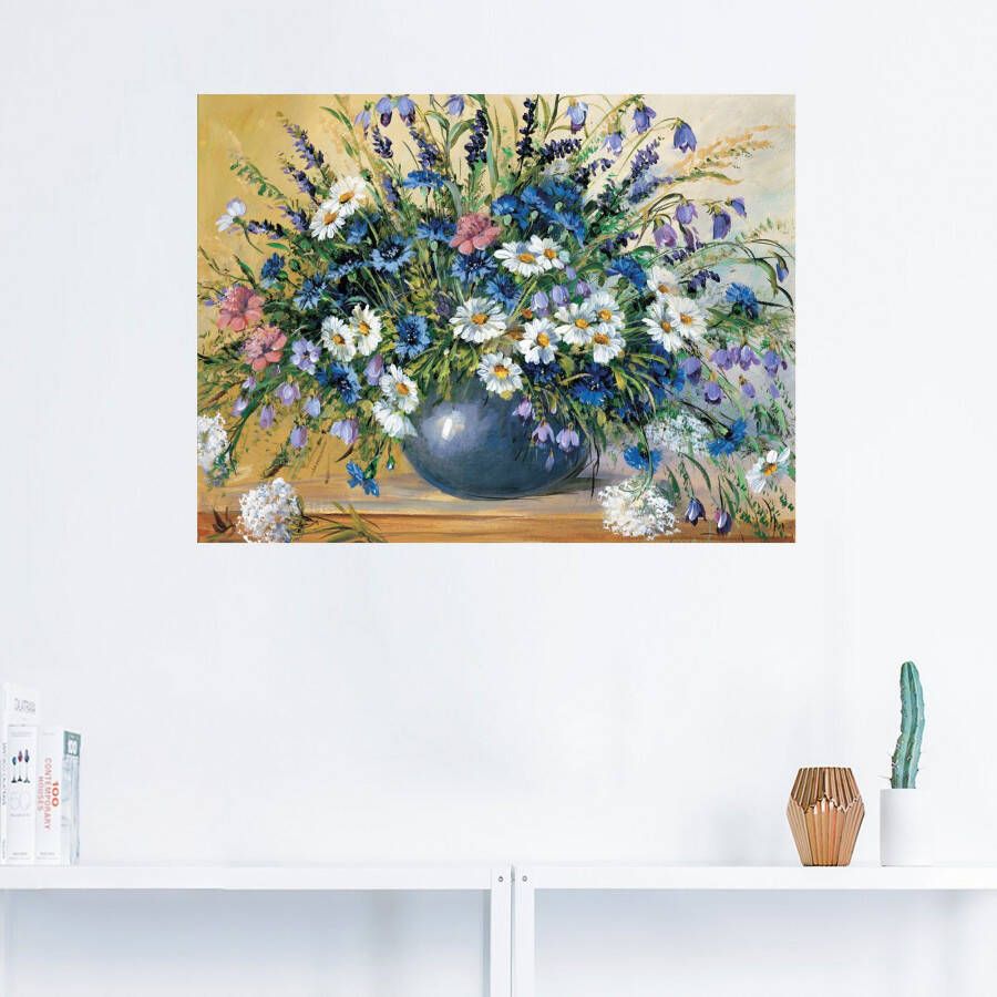 Artland Artprint Vaas met korenbloemen als artprint op linnen poster muursticker in verschillende maten