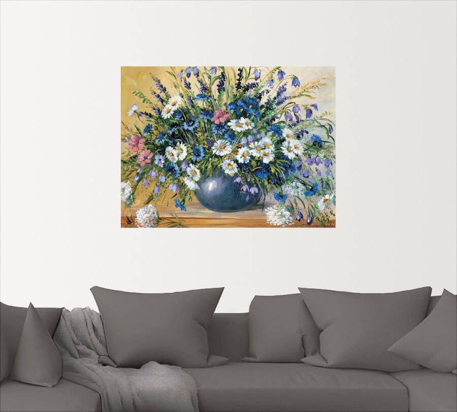 Artland Artprint Vaas met korenbloemen als artprint op linnen poster muursticker in verschillende maten