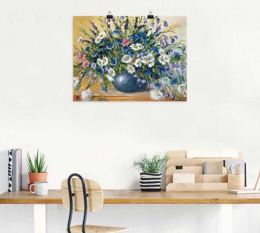 Artland Artprint Vaas met korenbloemen als artprint op linnen poster muursticker in verschillende maten