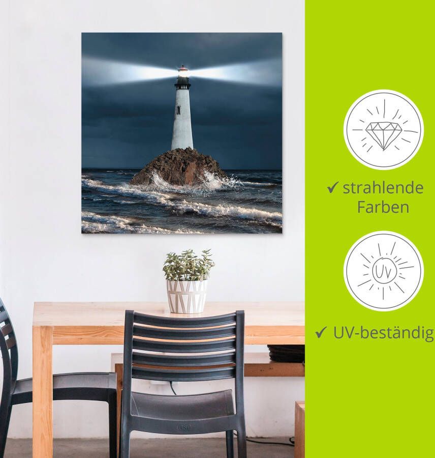 Artland Artprint van vuurtoren met lichtbundel als artprint van aluminium artprint voor buiten artprint op linnen poster muursticker