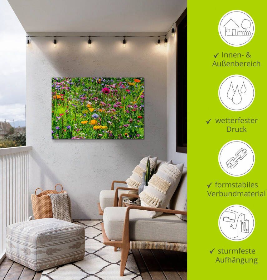 Artland Artprint Veelkleurige bloemenweide als artprint van aluminium artprint voor buiten artprint op linnen poster muursticker