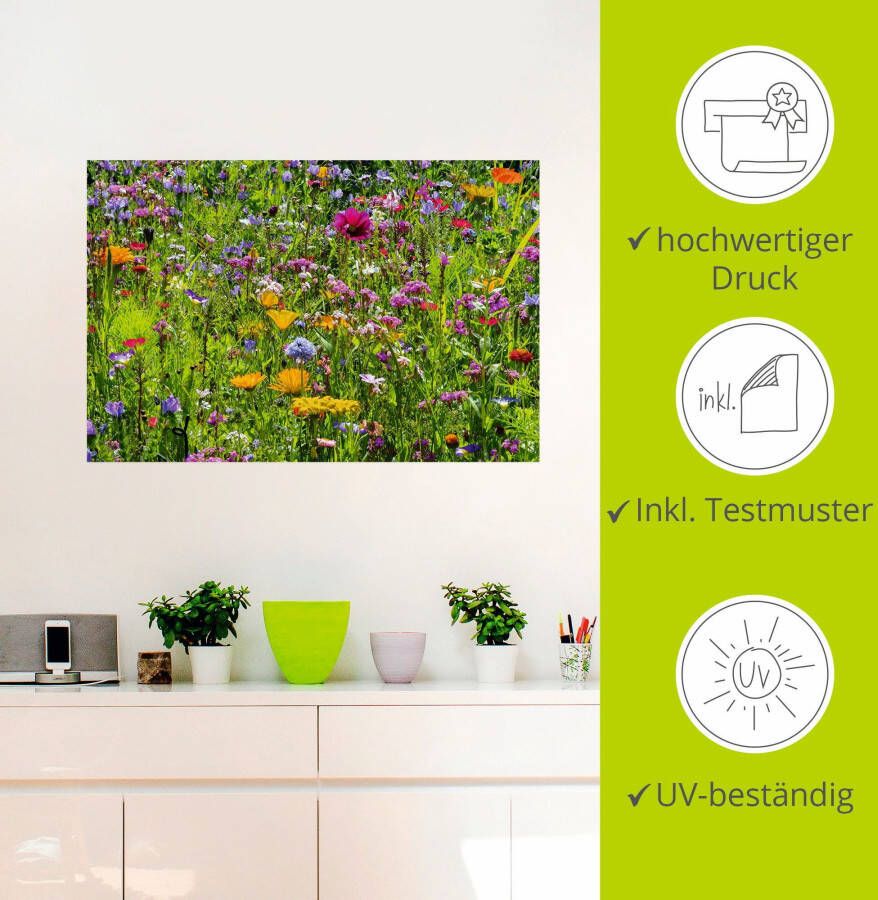 Artland Artprint Veelkleurige bloemenweide als artprint van aluminium artprint voor buiten artprint op linnen poster muursticker