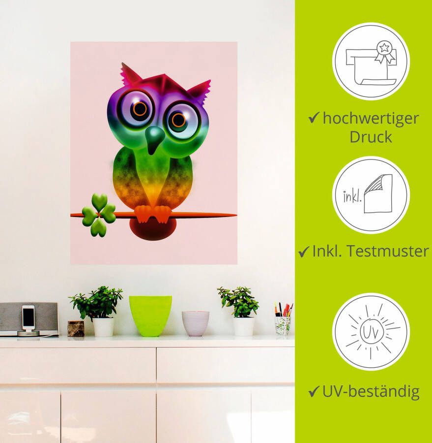 Artland Artprint Veelkleurige uil als poster muursticker in verschillende maten