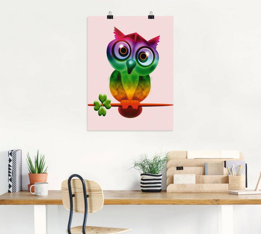 Artland Artprint Veelkleurige uil als poster muursticker in verschillende maten