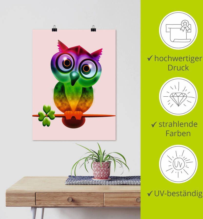 Artland Artprint Veelkleurige uil als poster muursticker in verschillende maten