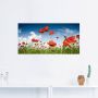 Artland Artprint Veld met klaprozen onder de hemel als artprint op linnen muursticker in verschillende maten - Thumbnail 4