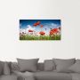 Artland Artprint Veld met klaprozen onder de hemel als artprint op linnen muursticker in verschillende maten - Thumbnail 2