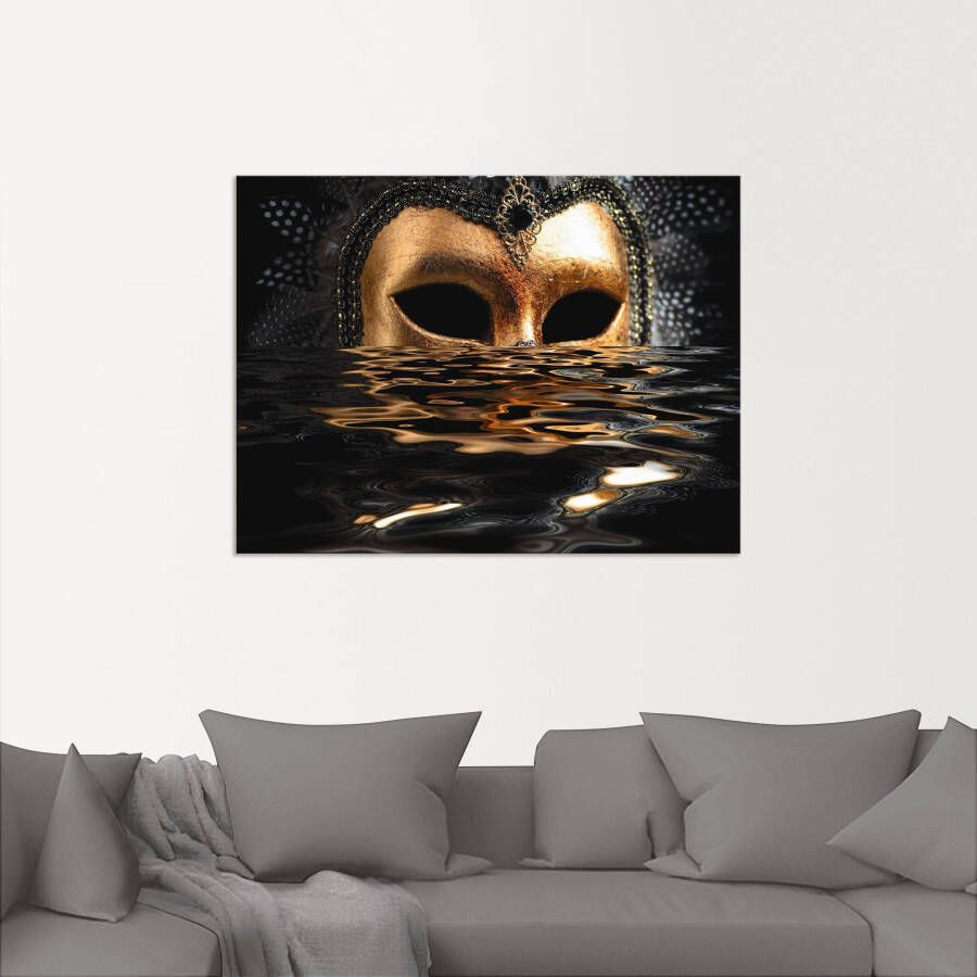 Artland Artprint Venetiaans masker met bladgoud als artprint van aluminium artprint voor buiten artprint op linnen poster muursticker