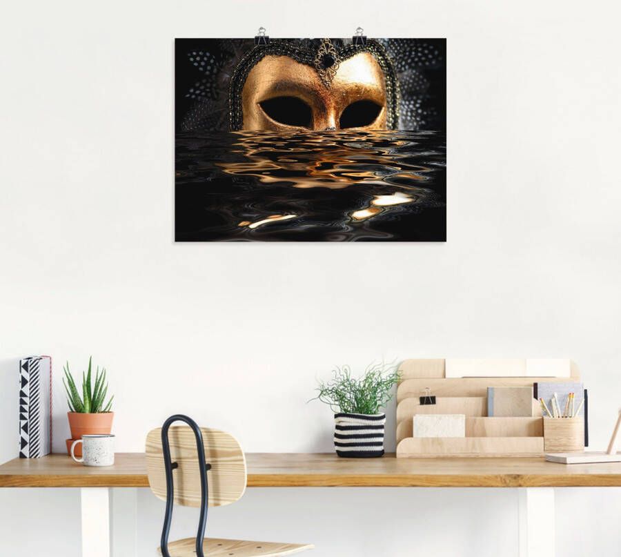 Artland Artprint Venetiaans masker met bladgoud als artprint van aluminium artprint voor buiten artprint op linnen poster muursticker