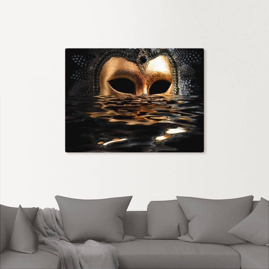 Artland Artprint Venetiaans masker met bladgoud als artprint van aluminium artprint voor buiten artprint op linnen poster muursticker