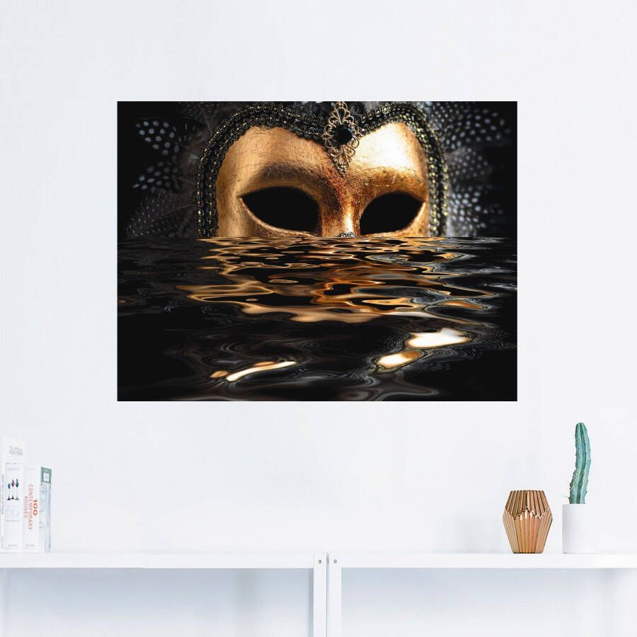 Artland Artprint Venetiaans masker met bladgoud als artprint van aluminium artprint voor buiten artprint op linnen poster muursticker