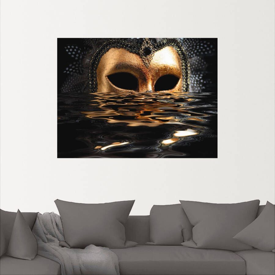 Artland Artprint Venetiaans masker met bladgoud als artprint van aluminium artprint voor buiten artprint op linnen poster muursticker