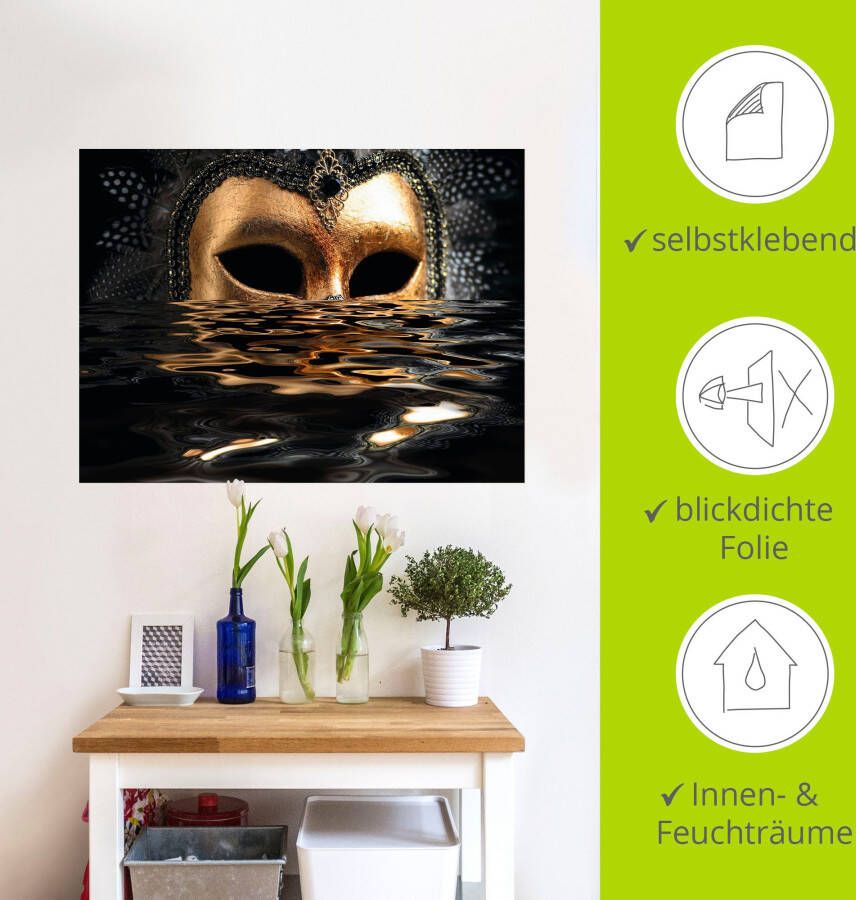 Artland Artprint Venetiaans masker met bladgoud als artprint van aluminium artprint voor buiten artprint op linnen poster muursticker