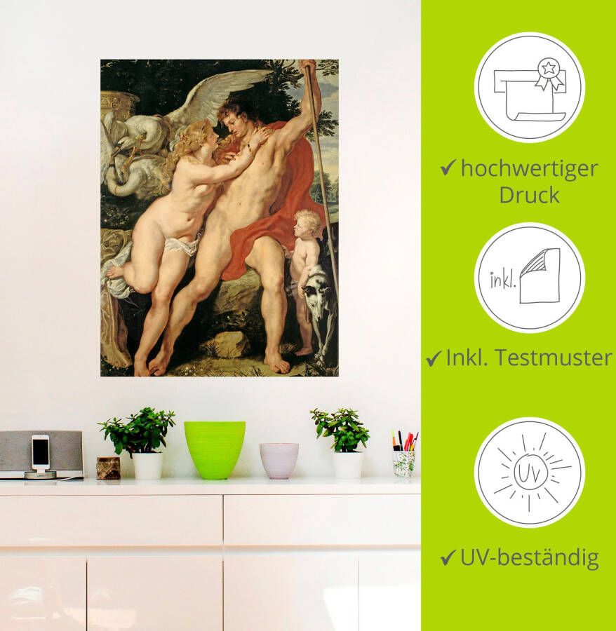 Artland Artprint Venus en Adonis. Omstreeks 1610 als artprint op linnen muursticker in verschillende maten