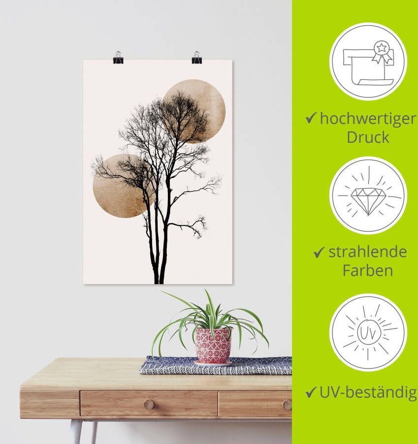 Artland Artprint Verborgen zon en maan als artprint van aluminium artprint voor buiten artprint op linnen poster muursticker