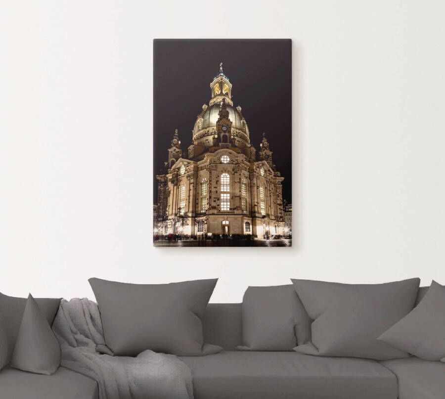 Artland Artprint Verlichte Frauenkirche in Dresden als artprint op linnen poster in verschillende formaten maten