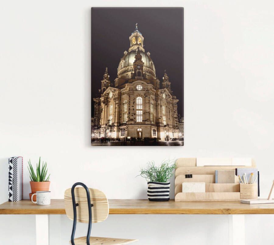 Artland Artprint Verlichte Frauenkirche in Dresden als artprint op linnen poster in verschillende formaten maten