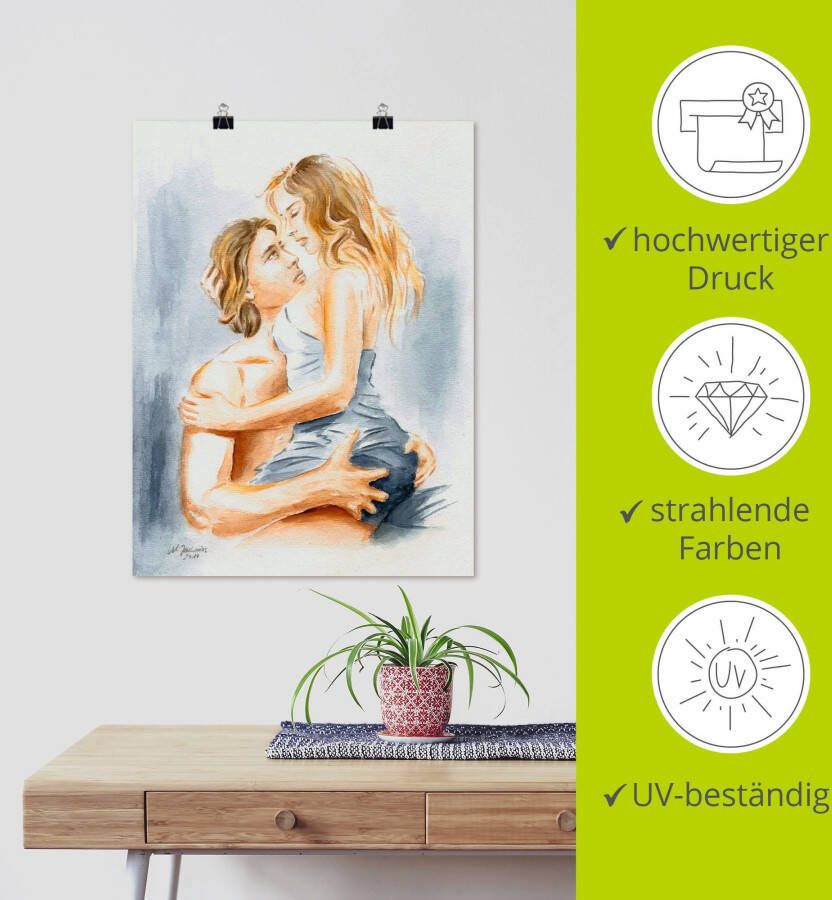 Artland Artprint Verliefd paartje erotische aquarel als artprint op linnen poster in verschillende formaten maten