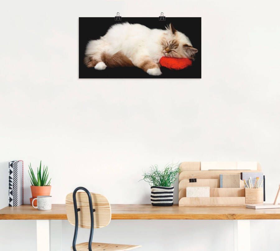 Artland Artprint Vermoeide kat als artprint op linnen poster muursticker in verschillende maten