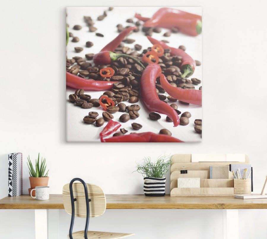 Artland Artprint Verse chili op koffie als artprint op linnen poster in verschillende formaten maten