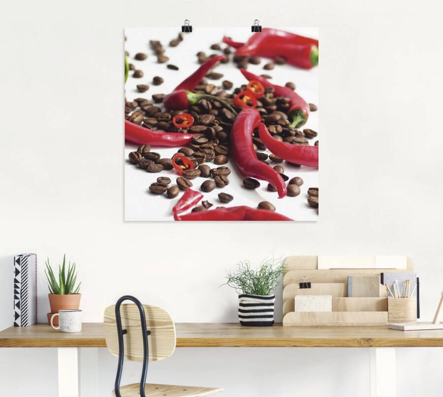 Artland Artprint Verse chili op koffie als artprint op linnen poster in verschillende formaten maten