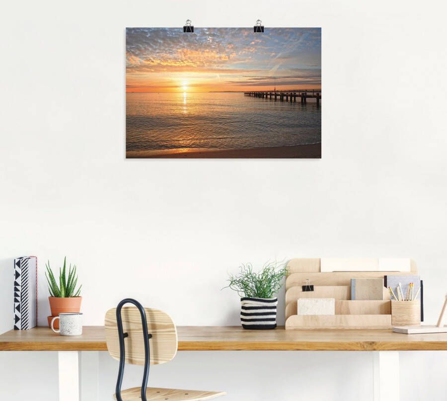 Artland Artprint Voorjaar op de Seiser bergweide s Morgens vroeg aan de Oostzee als artprint van aluminium artprint voor buiten artprint op linnen poster muursticker