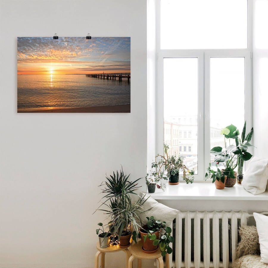 Artland Artprint Voorjaar op de Seiser bergweide s Morgens vroeg aan de Oostzee als artprint van aluminium artprint voor buiten artprint op linnen poster muursticker