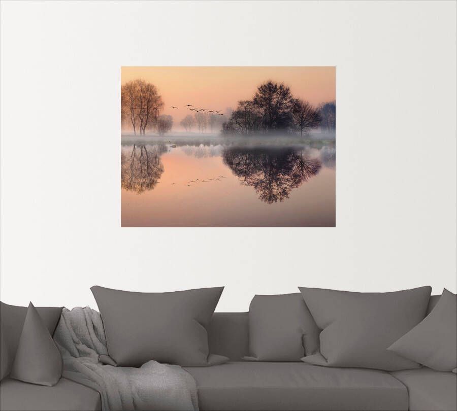 Artland Artprint Vroege ochtend aan het meer.... als artprint op linnen poster muursticker in verschillende maten