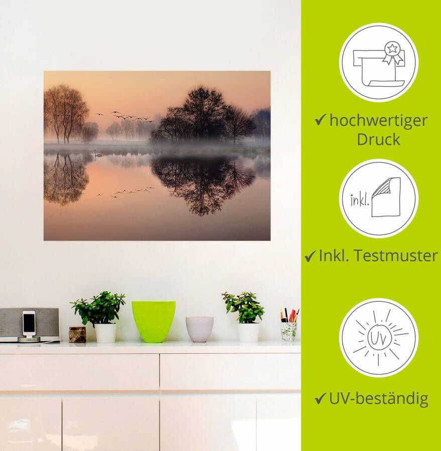 Artland Artprint Vroege ochtend aan het meer.... als artprint op linnen poster muursticker in verschillende maten