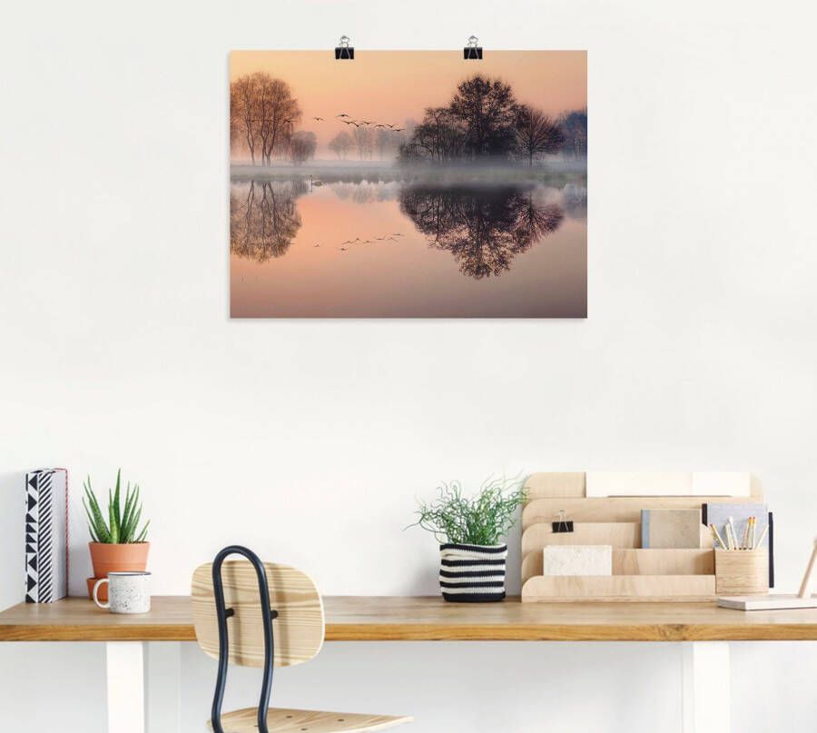 Artland Artprint Vroege ochtend aan het meer.... als artprint op linnen poster muursticker in verschillende maten