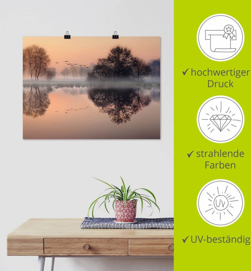 Artland Artprint Vroege ochtend aan het meer.... als artprint op linnen poster muursticker in verschillende maten