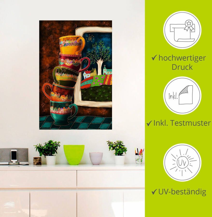 Artland Artprint Vrolijke koffiekopjes als artprint van aluminium artprint voor buiten artprint op linnen poster muursticker