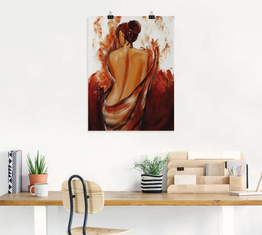 Artland Artprint Vrouw in rood als artprint op linnen poster muursticker in verschillende maten