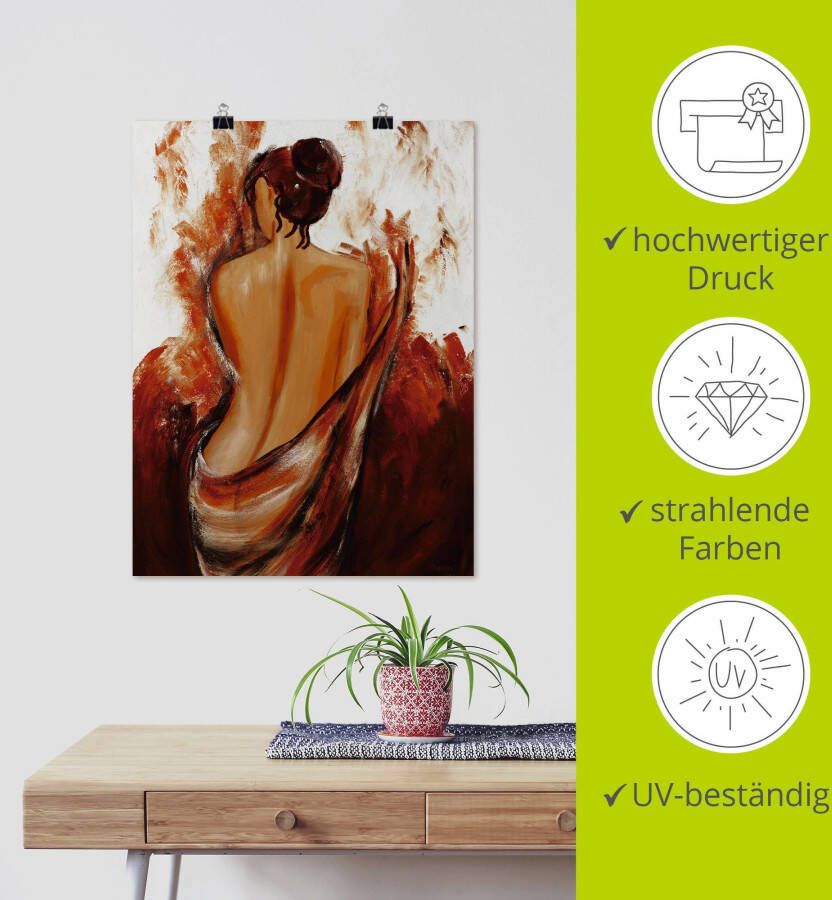 Artland Artprint Vrouw in rood als artprint op linnen poster muursticker in verschillende maten