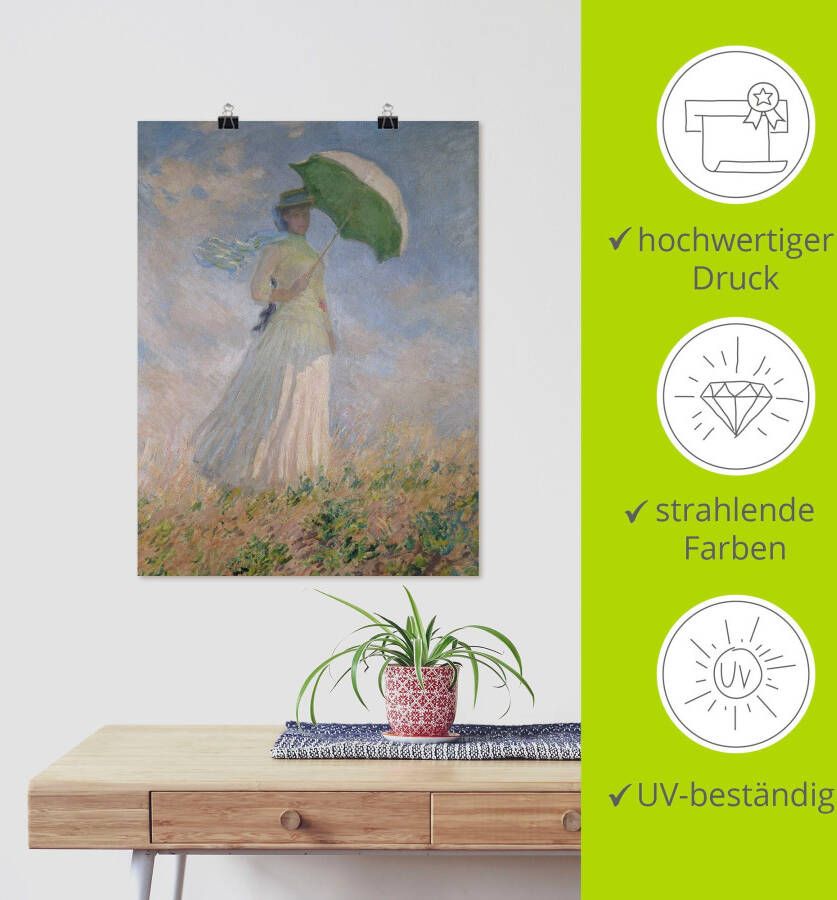 Artland Artprint Vrouw met parasol Susanne Hoschedé als artprint op linnen muursticker of poster in verschillende maten