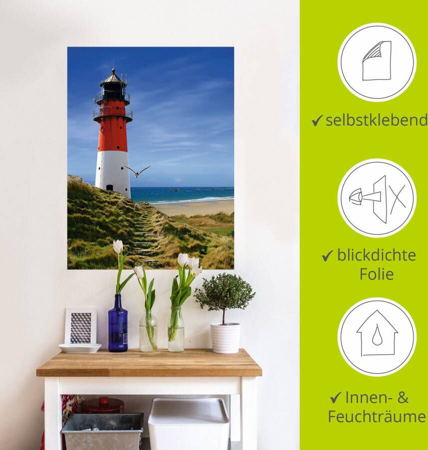 Artland Artprint Vuurtoren aan de dijk als artprint op linnen poster muursticker in verschillende maten