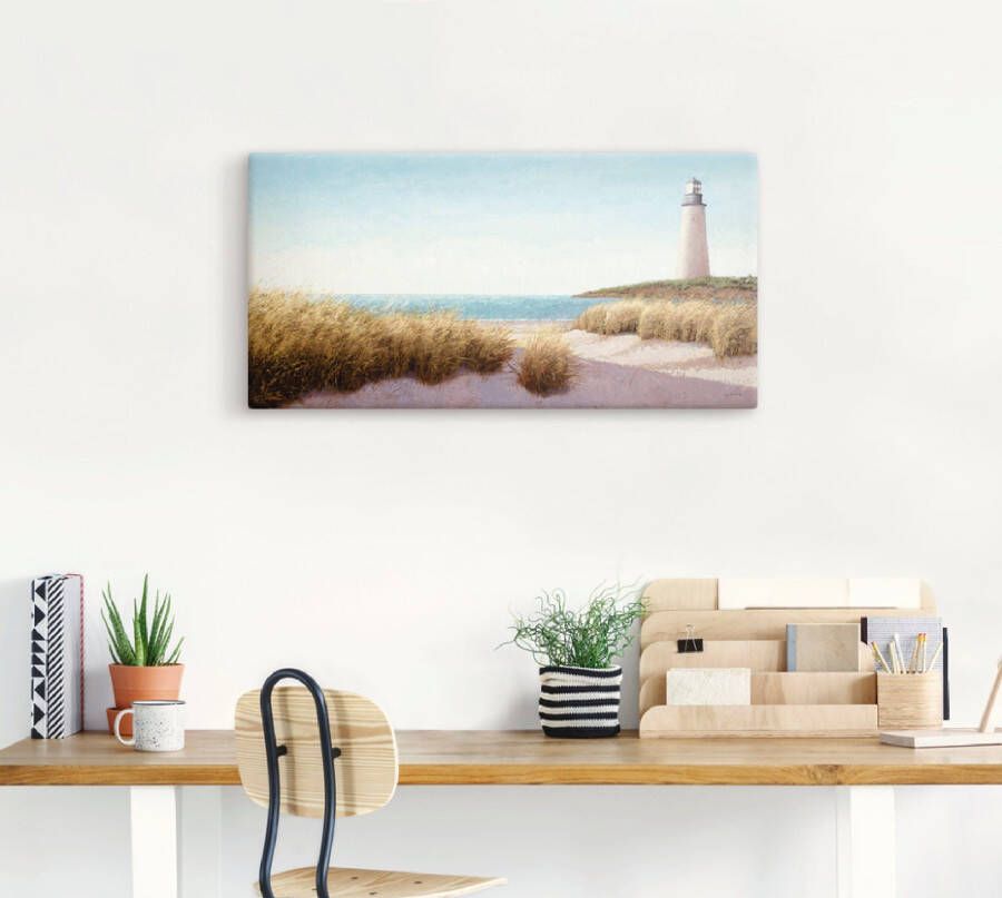 Artland Artprint Vuurtoren aan de zee als artprint op linnen in verschillende maten