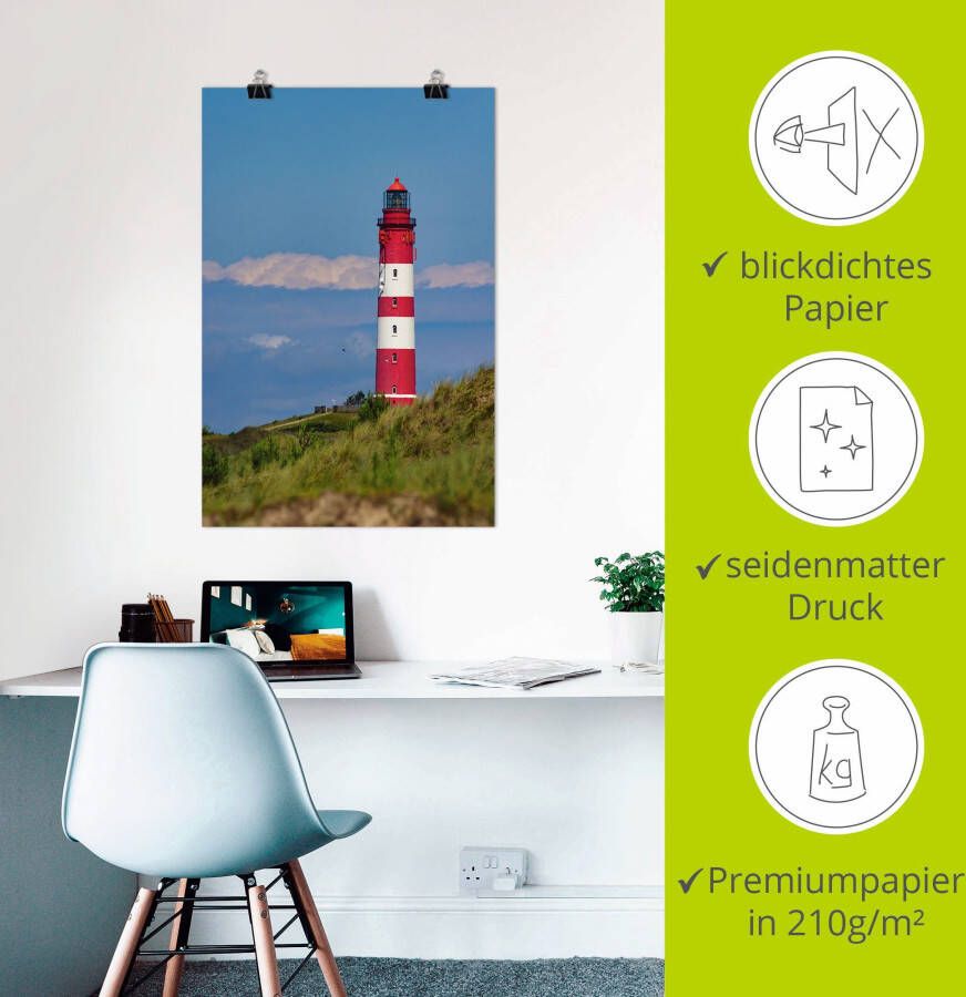 Artland Artprint Vuurtoren van Amrum als artprint op linnen poster in verschillende formaten maten