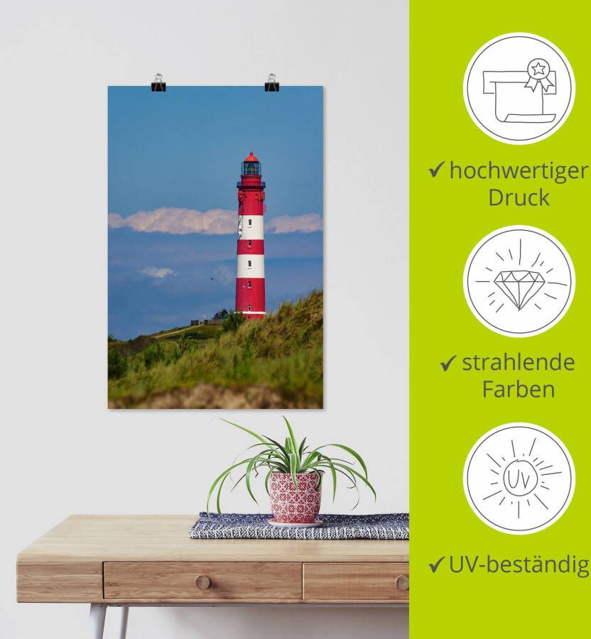 Artland Artprint Vuurtoren van Amrum als artprint op linnen poster in verschillende formaten maten