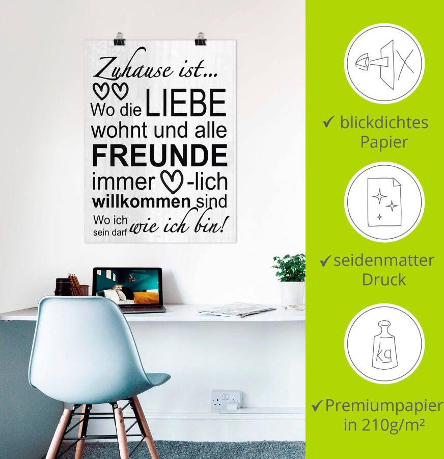 Artland Artprint Waar de liefde woont als artprint van aluminium artprint voor buiten artprint op linnen poster muursticker